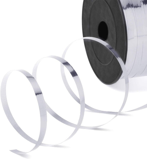 3/16 Inch Crimped Curling Ribbon, 500 Yard Spool for Christmas Balloons or Gift Wrapping (Metallic Silver)