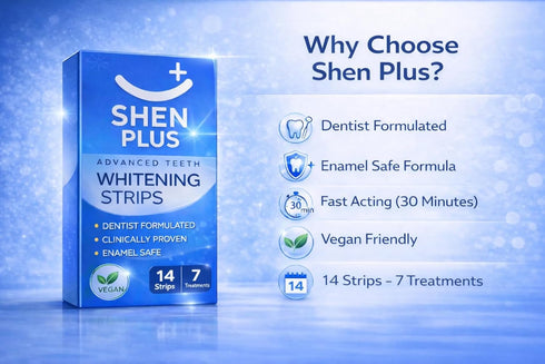 Shen Plus 7 14 Teeth Whitening Strips Enamel-Safe, Non-Slip Dry Treatments Helps Remove Deep Stain with Coconut, Sage