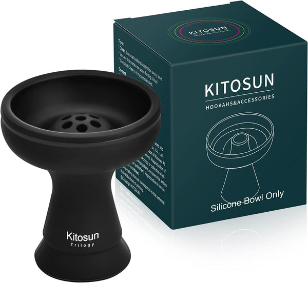 Silicone Hookah Bowl, Kitosun Silicone Phunnel Bowl with 7 Holes, Black Color Replacement for Clay & Ceramic