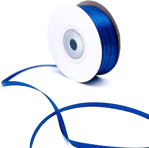 Blue Solid Color Thin Satin Ribbon - 1/8 Inch x 100 Yards Double Face for Crafts