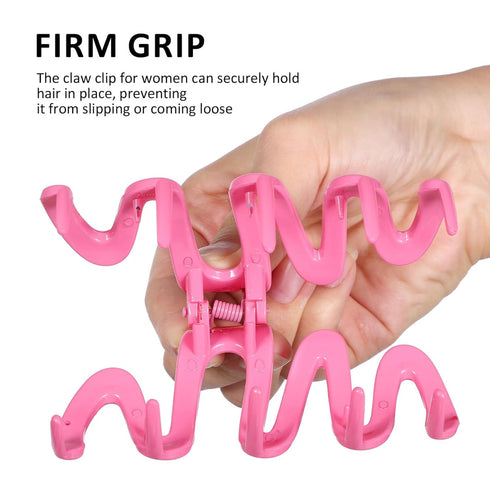 NOLITOY 8Pcs Hair Clips for Women, 4 Inch Large Jelly Wave Hair Claw Clips for Thick Hair