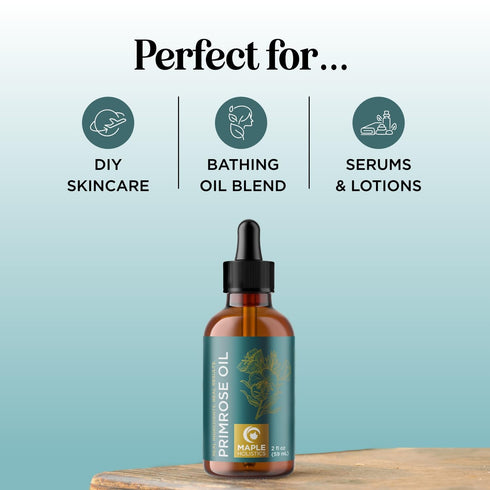Pure Evening Primrose Oil for Skin, Cold Pressed Natural Face Moisturizer & Nourishing Hair Oil