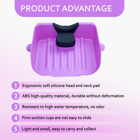 Nolasalon Portable Shampoo Basin for Kids, Baby, Children,Tear Free Hair Washing Basin Tray at Home (Purple)