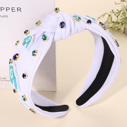 Kentucky Derby Headband for Women, Crystal Jeweled Horseshoe Knotted Headband for Race Day Gifts