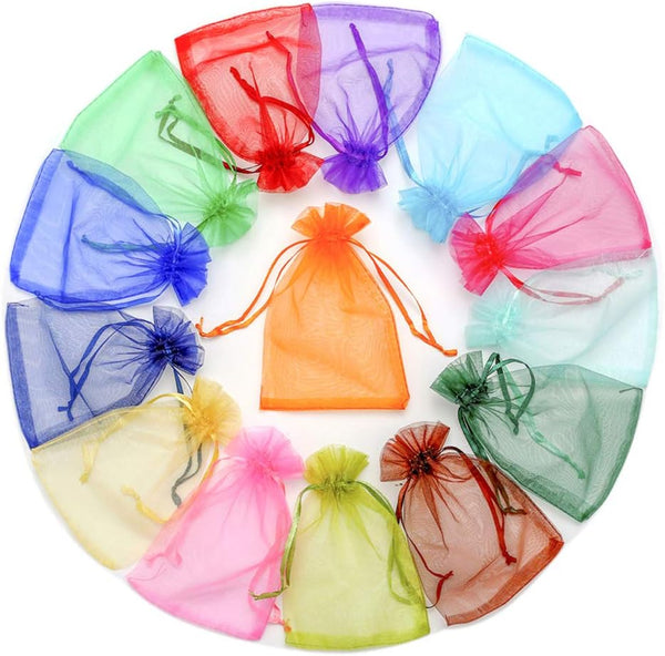 ATCG 50pcs 6x9 Inches Drawstring Organza Pouches, Assorted Colors for Wedding Party Favors