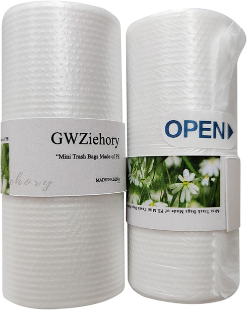 Mini Strong Trash Bags - 0.5 Gal Small Garbage Bags for Desktop Mini Trash Can, 300 Counts, White