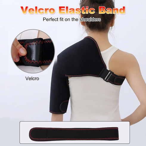 Heated Shoulder Brace with Massager, Portable Electric Heating Pad for Shoulder Pain and Muscle Massage