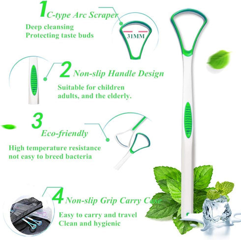 Tongue Scraper Cleaner, 100% BPA Free Tongue Scrapers for Adults, Kids, Healthy Oral Care, Easy to Use, Help Fight Bad