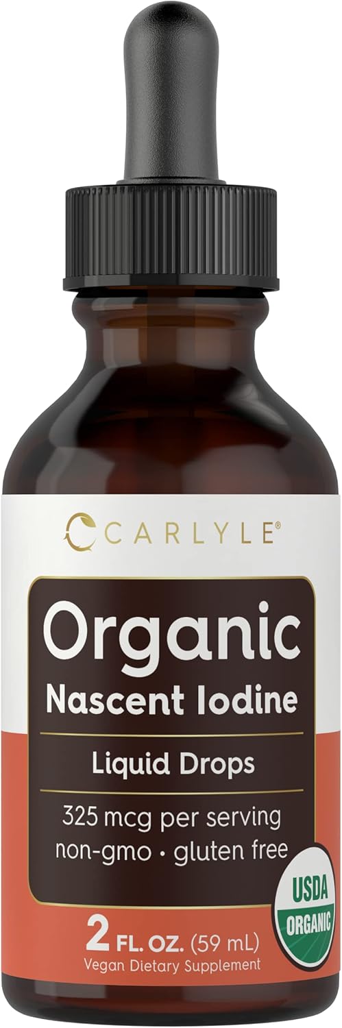 Carlyle Organic Nascent Iodine Liquid Drops | 2 fl oz | Vegan, Non-GMO, Gluten Free Supplement