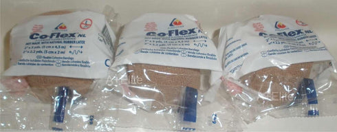 ANDOVER CO-FLEX NL 2x5Yds Tan Flesh 3-PACK Cohesive Flexible Elastic Bandage Wrap for Pets
