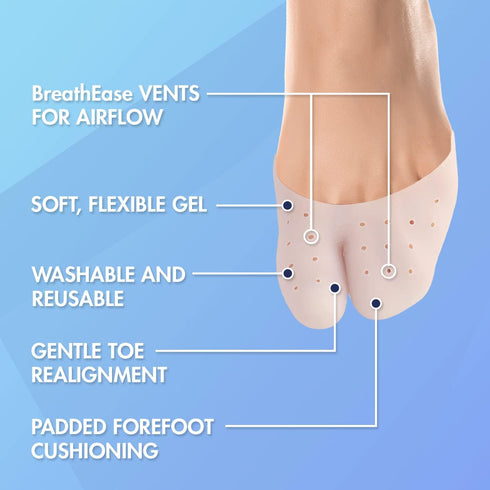Dr. Frederick's Original All-Day Comfort Toe Sleeves, 4 ct Gel Toe Caps with Metatarsal Pads for Pain Relief