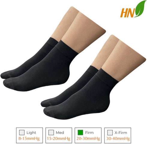 HealthyNees 20-30 mmHg (2 5X-Large) Closed Toe Ankle Compression Wide Foot Leg Sock Sleeves Pairs Black