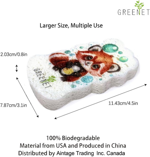 Cellulose Pop Up Sponges, Large, Natural and Compressed – Unique Printed Cartoon Design for Dishes Washing, Kitchen