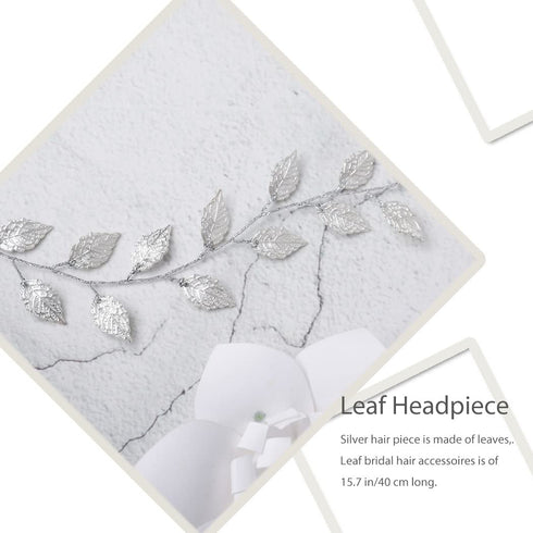 JAKAWIN Gold Hair Piece Leaf Bride Wedding Hair Vine, Bridal Accessories for Women and Girls HV179 (Silver)