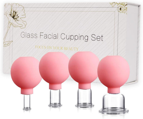 okmaba 4PCS Glass Facial Cupping Set, Anti Aging Face Cupping Cups for Face