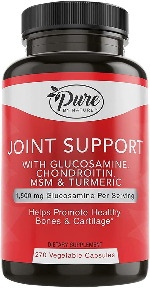 Pure By Nature Joint Support, Glucosamine with Chondroitin, Turmeric, MSM, Boswellia, 270 Capsules