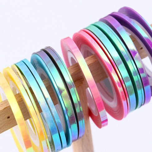 Nail Art Striping Tape Lines - 18 pcs Mermaid Candy Color Adhesive Nail Stickers, Rolls Nail Strips Tape Decals for