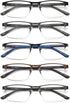 EYECEDAR Blue Light Blocking Reading Glasses for Men, Metal Half Frame, 5 Pack, 1.50