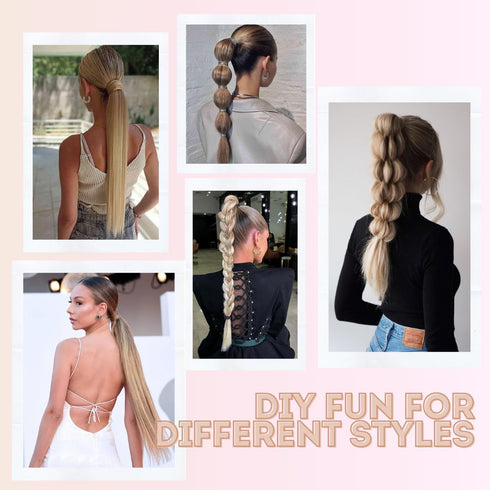 28inch Long Dark Blonde Ponytail Extension with Hair Tie - Yaki Straight Thick Braiding Hairpiece for Women (#15/18)
