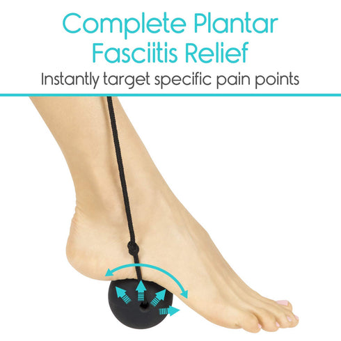 Set Vive Plantar Fasciitis Relief Lacrosse Ball Massage Roller for Feet - Deep Tissue Trigger Point Massager for Arch