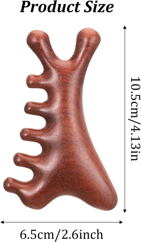 Yuanchu 4-in-1 Natural Sandalwood Gua Sha Massage Tool, Scalp Massager Comb for Head Face Eye Nose Body Stress Relief