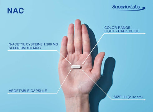 Superior Labs NAC (N-Acetyl Cysteine) Dietary Supplement with Selenium, 1,200mg, 150 Vegetable Capsules