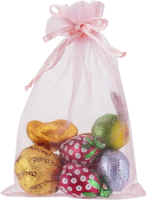 HRX Package 100pcs Blush Pink Organza Gift Bags, 4 x 6 inch Drawstring Jewelry Pouches for Party, Wedding, Baby Shower