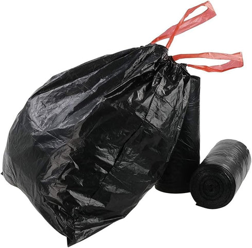 8 Gallon Medium Drawstring Garbage Bag Trash Can Liner, Black, 104 Bags