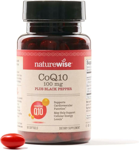 NatureWise CoQ10 100mg Softgels, High Absorption with BioPerine, Antioxidant for Heart Health, Vegan, Non-GMO, 90