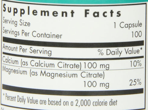 Nutricology Calcium Magnesium Citrate Supplement, Vegetarian Capsules, 100 Count, Bone Health