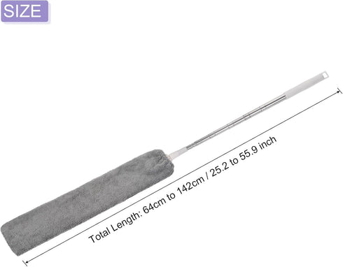 Cleaning Duster with Extendable Pole, 25 to 56 Inch, Removable Bendable Gap Brush, White