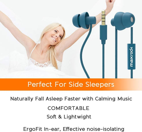 Sleep Earplugs - Noise Isolating Silicone Earbuds for Insomnia, Side Sleepers, Snoring, Travel & Relaxation (Blue)