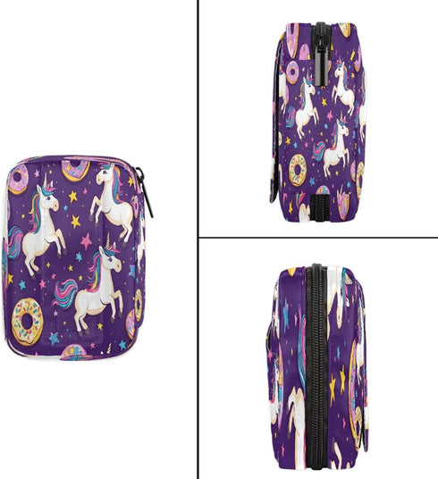 Skerhhux 7 Purple Cartoon Unicorn Pill Case Travel Pill Organizer Weekly Day Portable with Zipper Medicine Box Pill