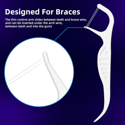 RAZOKO Orthodontic Flossers for Braces, Twin Line Dental Floss Picks, 225 Count