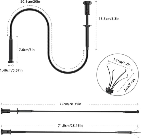28.34in Grabber Tool, Magnetic Four-Claw Picker with LED Light for Home Sink/Drain, Flexible Reaching Tool