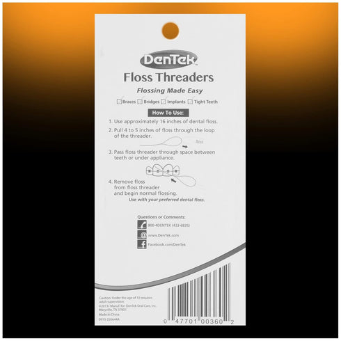 DenTek Floss Threaders for Braces, Bridges, and Implants, 50 Count (Pack of 6)