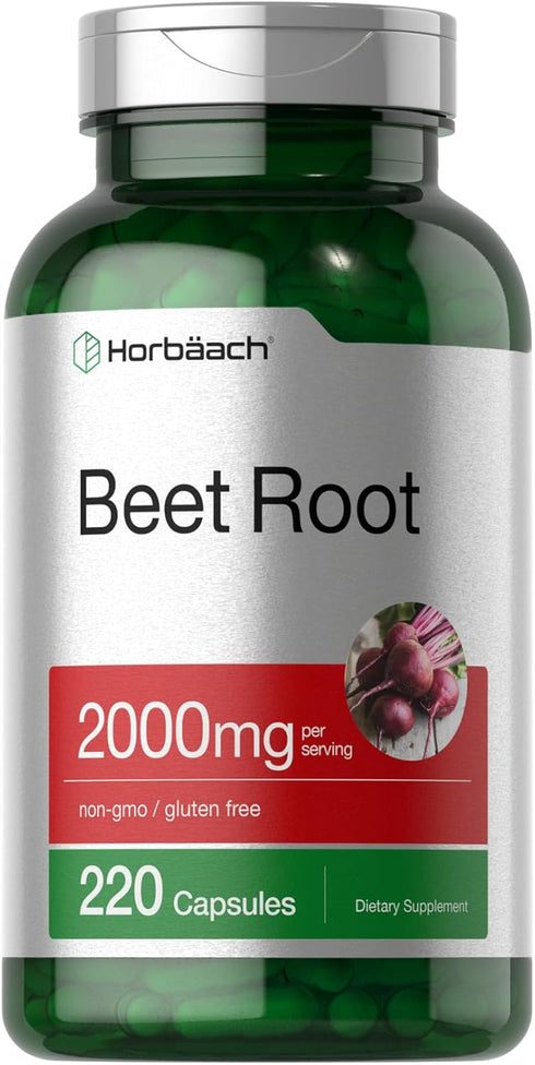 Horbaeach Beet Root Powder Capsules | 220 Pills | Non-GMO, Gluten Free Herbal Extract