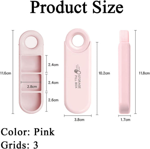 Wopanxye 3 Small Compartment Daily Pill Organizer, Portable Travel Size Pill Box with Pull Tab, Cute Carry-on Medicine