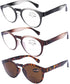 AQWANO Bifocal Reading Glasses, Blue Light Blocking for Men Women, Ultra-Thin Stylish Retro Round Readers, 1.5