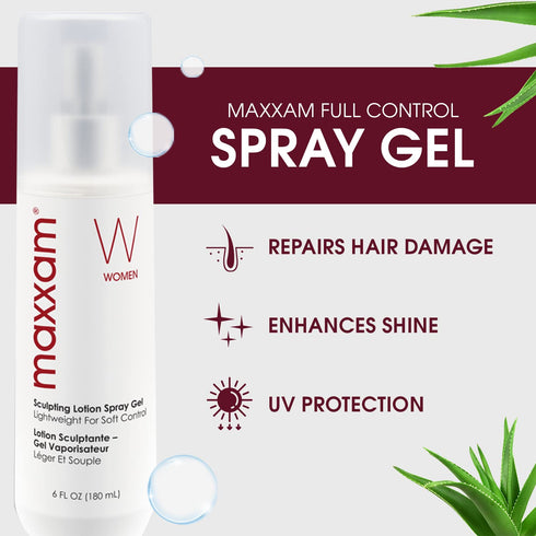 Maxxam Full Control Flexible Hold Sculpting Spray Gel with Moisturizers | UV Protection | Alcohol Free Formula 6 Fl Oz