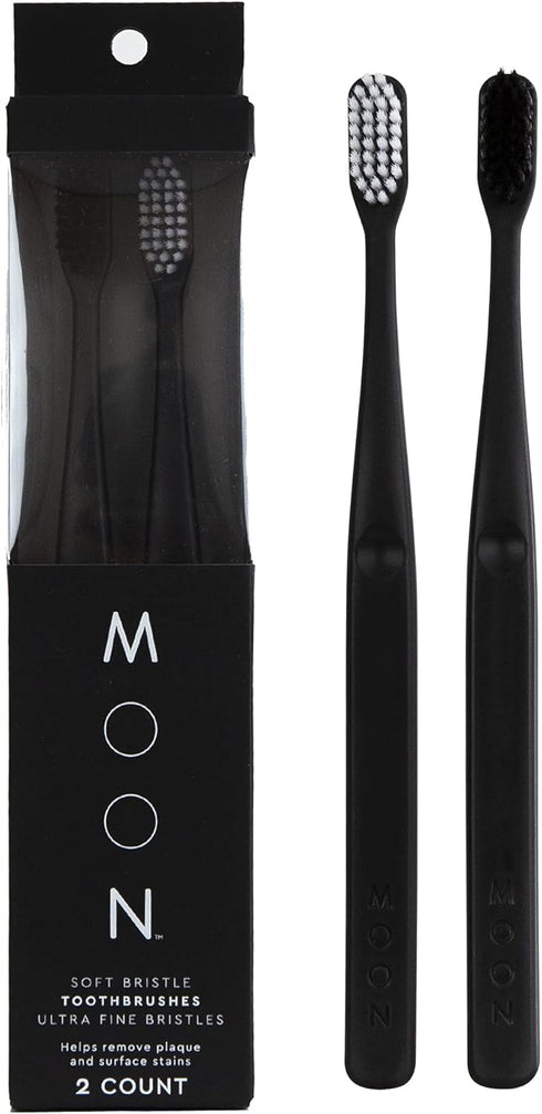 MOON Soft Bristle Toothbrush 2-Pack - Extra Soft Toothbrushes for Adults, Gentle Deep Cleaning, 720 Tapered Bristles