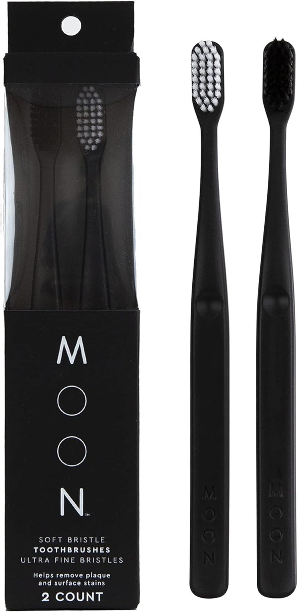 MOON Soft Bristle Toothbrush 2-Pack - Extra Soft Toothbrushes for Adults, Gentle Deep Cleaning, 720 Tapered Bristles
