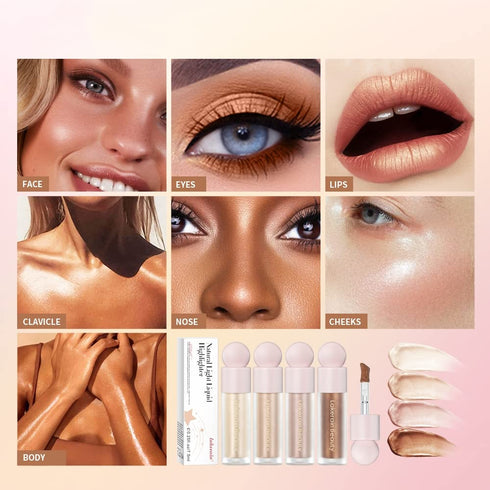 Liquid Highlighter, Contour Stick Makeup Highlighter for Face, Lightweight Glotion, Waterproof Luminous Lotion (#2