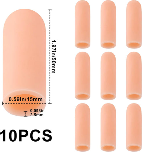 ANCIRS 10pcs Gel Finger Support Protector Caps Gloves, Gel Finger Cots/Covers, Silicone Fingertips for Hands Cracking, Eczema Skin, Trigger Finger Arthritis Pain Relief (Large)