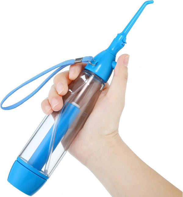 Water Dental Flosser for Teeth, Portable Oral Irrigator, Non Electric, Cordless Manual Air Pressure for Home and Travel