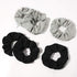 Pocket Scrunchies with Zipper Stash, Hair Ties (Black Gray)