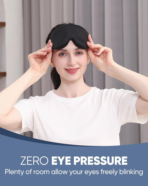 MZOO Sleep Eye Mask for Side Sleeper, 3D Light Blocking Patented Design Night Blindfold, Black