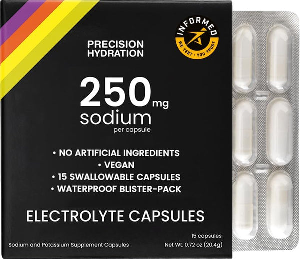 Precision Hydration SweatSalts - 15 Blister Packed Electrolyte/Salt Capsules, All Natural Formula
