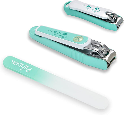 PAFASON Nail Clipper Set with Nail Catcher & Czech Float Glass Nail File, Super Sharp for Men & Women