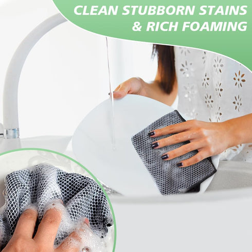 SINLAND Microfiber Dish Cloth, 10 Pack, 12 Inch x 12 Inch, Best Kitchen Washcloths with Poly Scour Side, Black